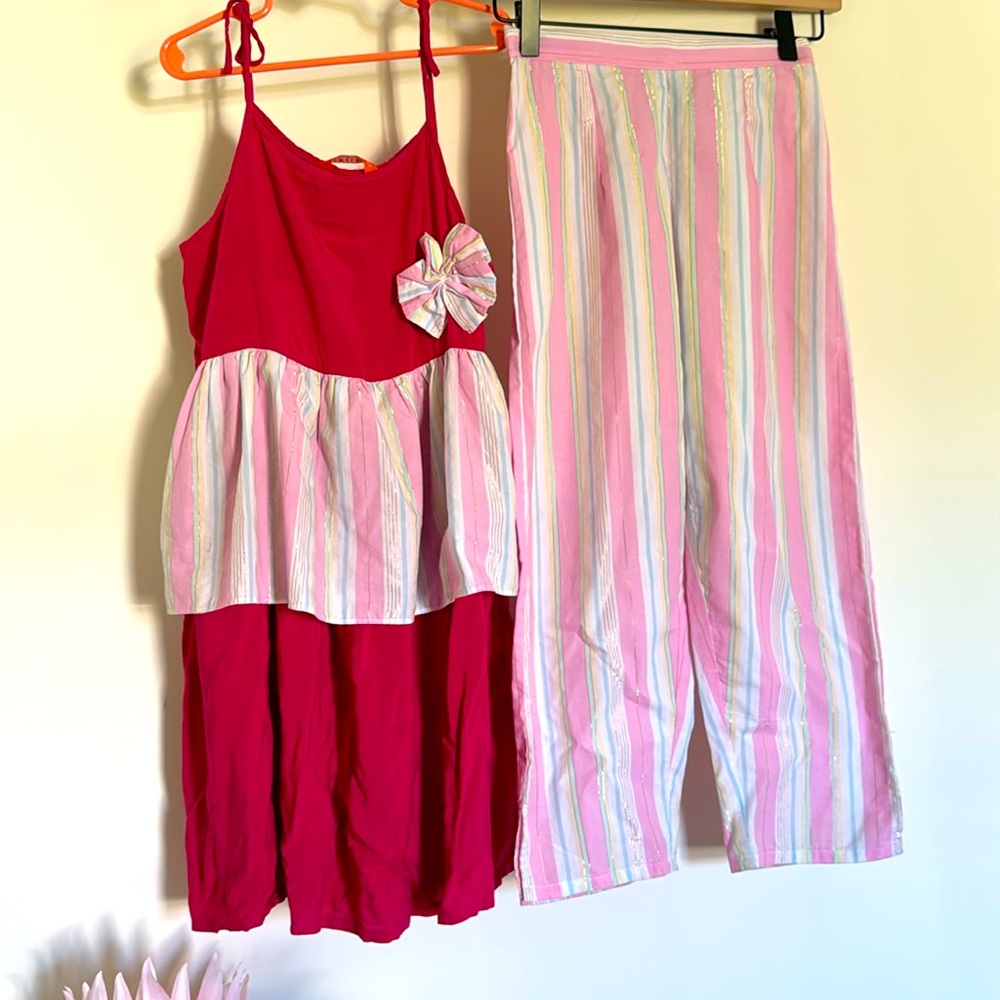 Girls cotton two piece dress set